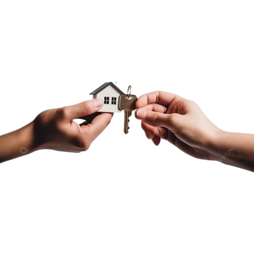 Real estate agent handing over house keys and model home for a successful closing day in Florida
